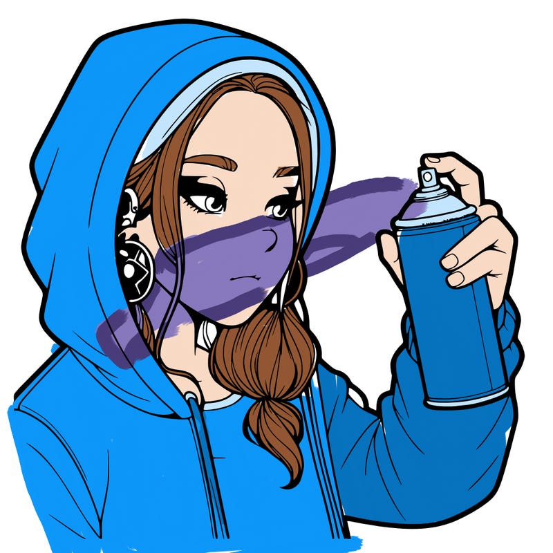 a realistic girl, spray painting