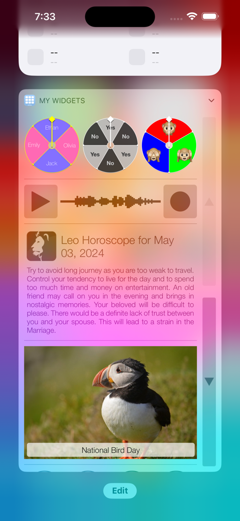 My Widgets - Widgets personalizados de iOS que incluyen un horóscopo y ruedas de decisión en la aplicación Mis Widgets