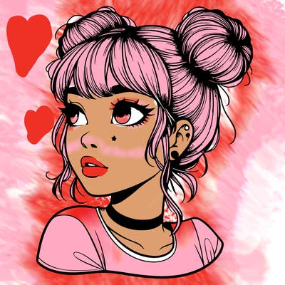 realistic girl with spacebuns