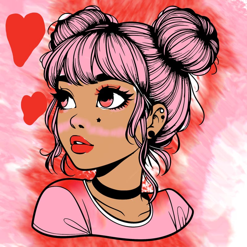 realistic girl with spacebuns