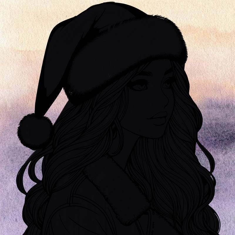 realistic girl in santa hat