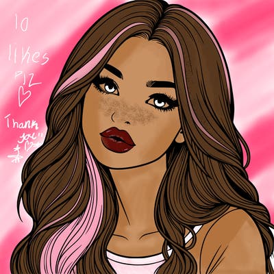 realistic girl with hair on her hair and lips