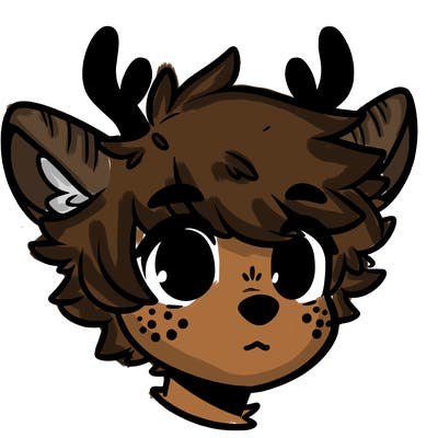a humanoid deer with soft fluffy ears