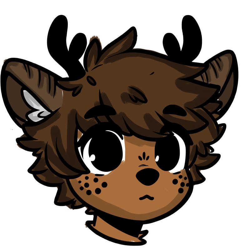 a humanoid deer with soft fluffy ears
