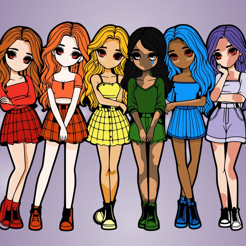 a group of girls realistic