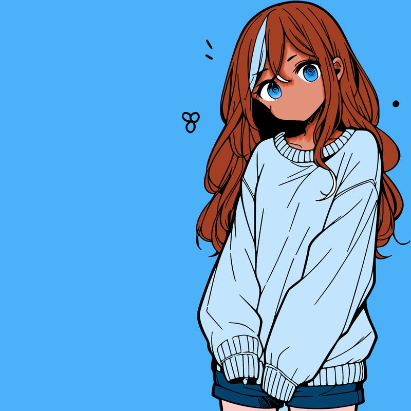 manga teen girl  in a sweater and baggy pants