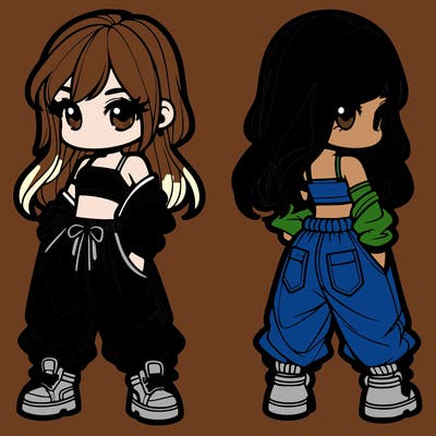 girl in crop top and baggy pants