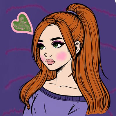 realistic girl with a high ponytail