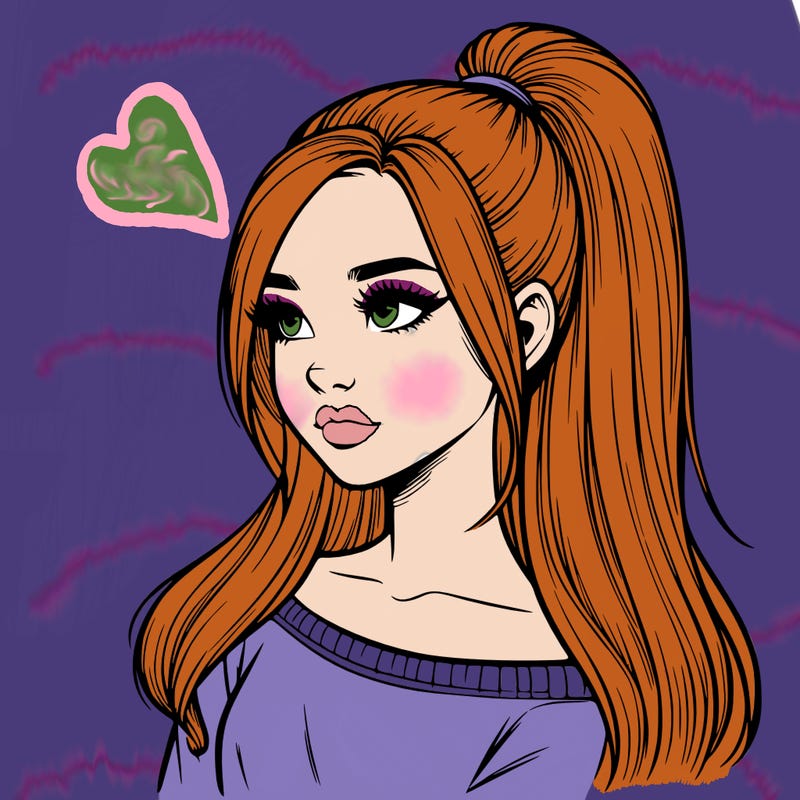 realistic girl with a high ponytail