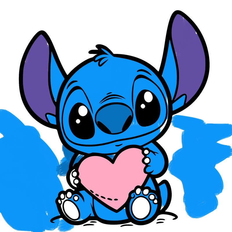 stich holding a heart