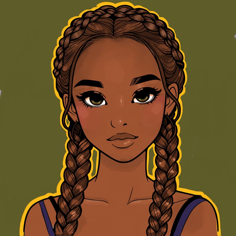 realistic girl with braids