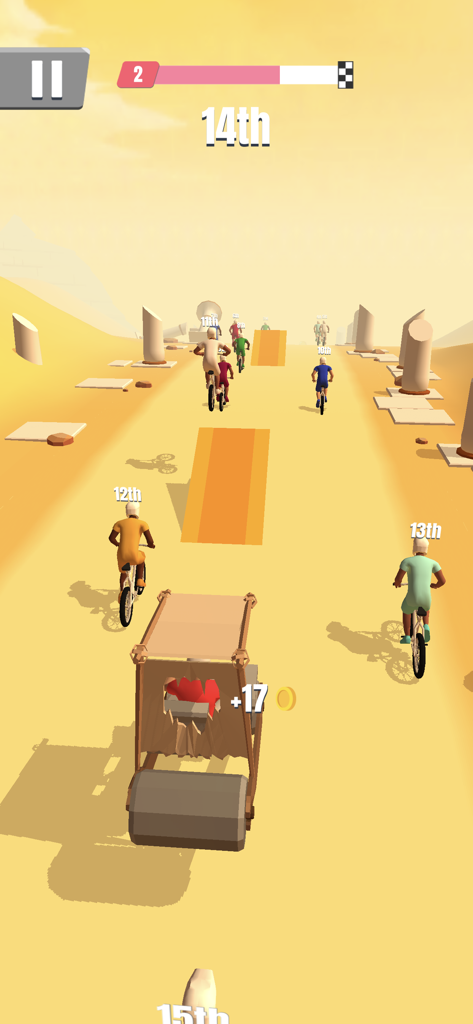 Bike Rush - Uma corrida de bicicleta em alta velocidade em Bike Rush apresentando vários jogadores em uma pista desértica.