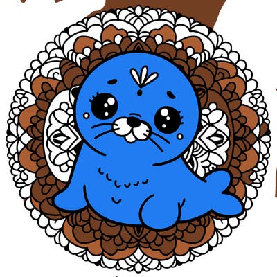 a cute baby seal mandala