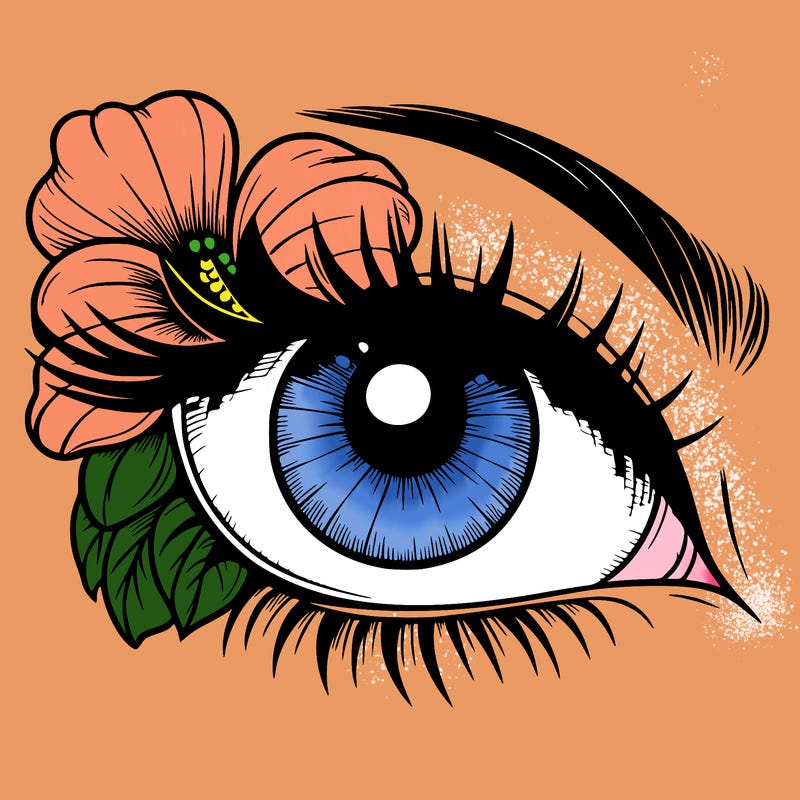 realistic eye with flower