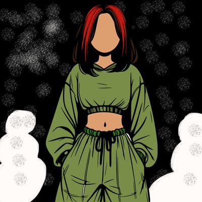 realistic girl faceless with baggy pants and a crop top