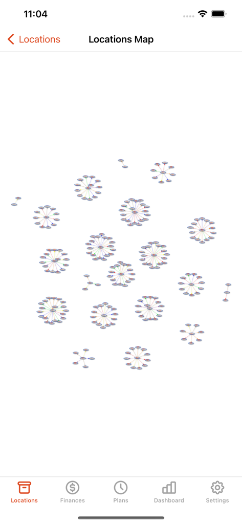 A visual map showing multiple apiary locations and hive clusters in the Apiarist app interface.