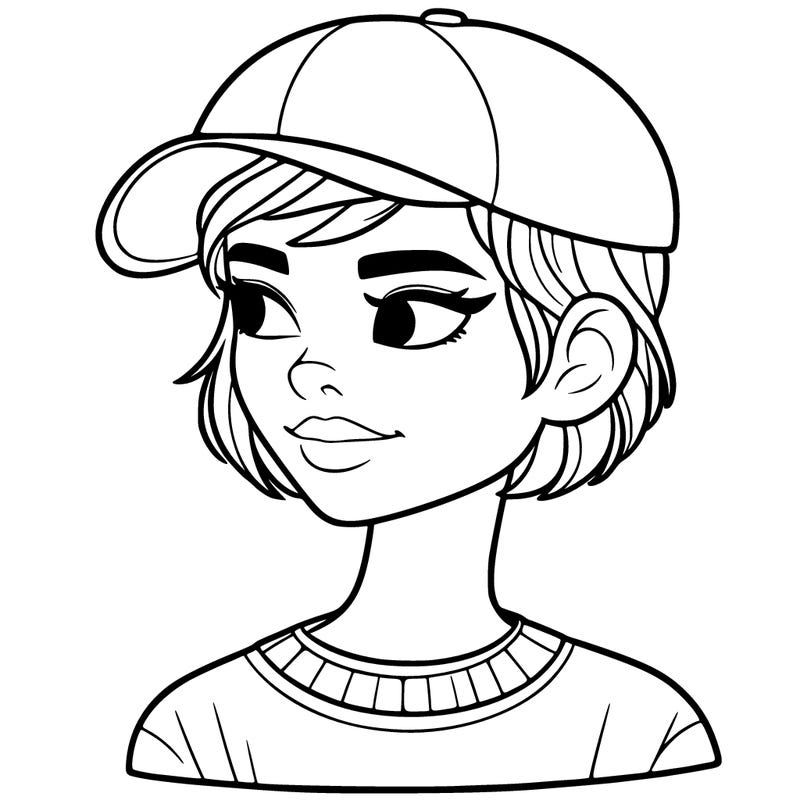 woman with short hair and a ball cap