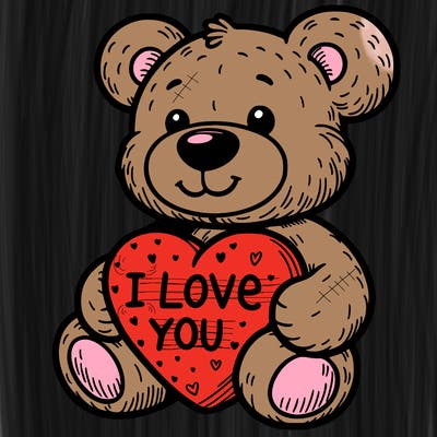 teddy bear holding an i love you heart