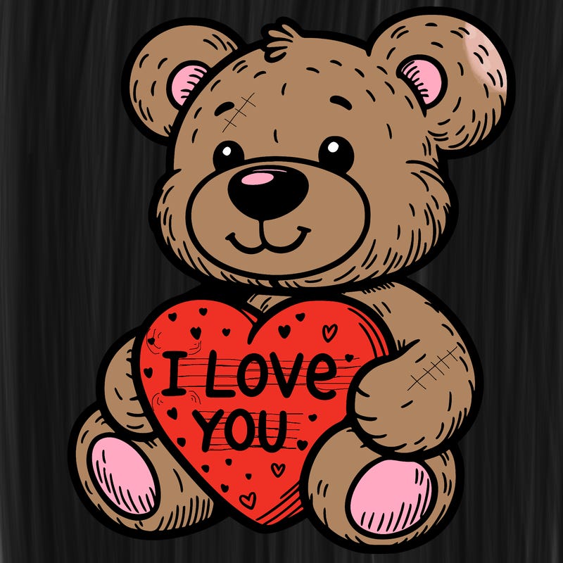 teddy bear holding an i love you heart
