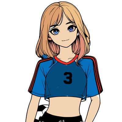 realistic girl wearing soccer jersey