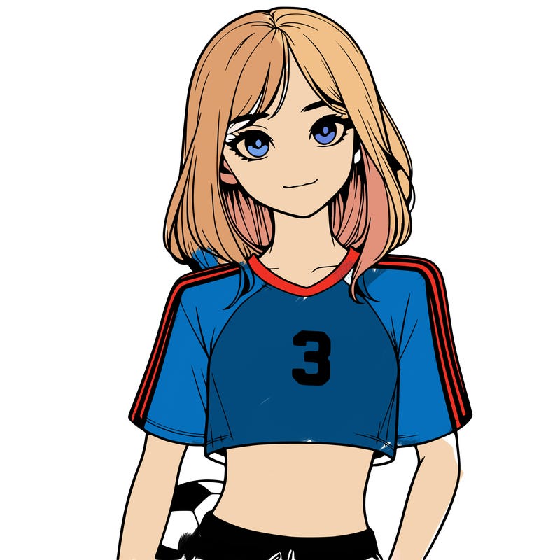 realistic girl wearing soccer jersey