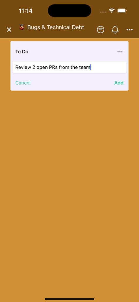 Balello - Adding a new task to a project list in the Balello app