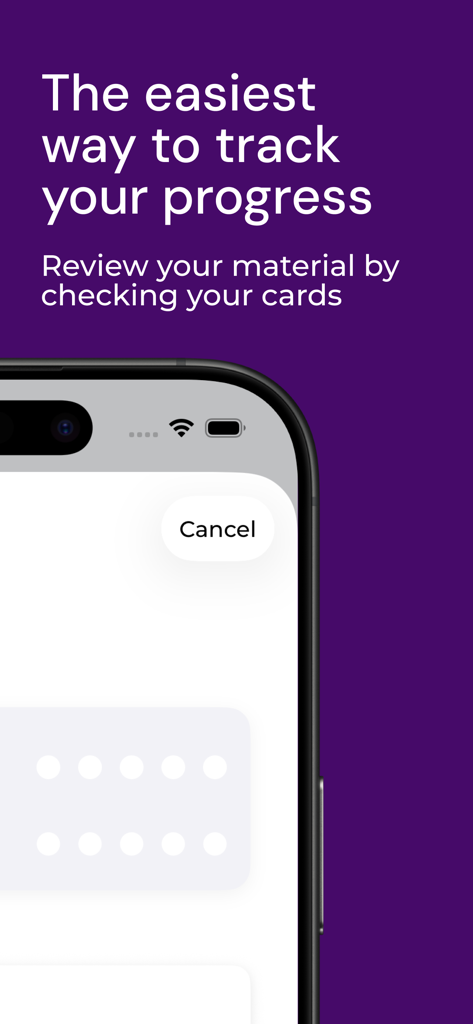 Flashcards: Easy Make & Learn - Flashcards app interface highlighting progress tracking and material review features.