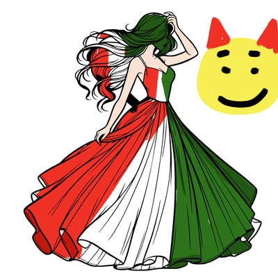 realistic woman with dress flowing in the wind