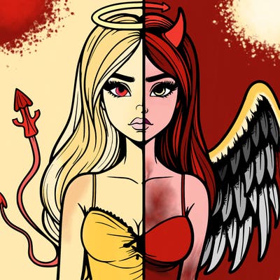 devil vs angel realistic girl
