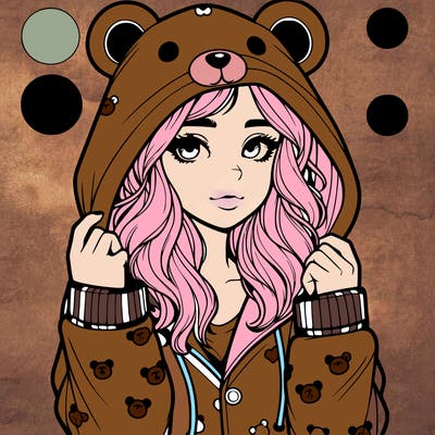 realistic girl in a animal pjs hoodie