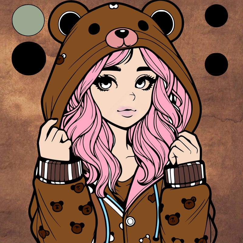 realistic girl in a animal pjs hoodie