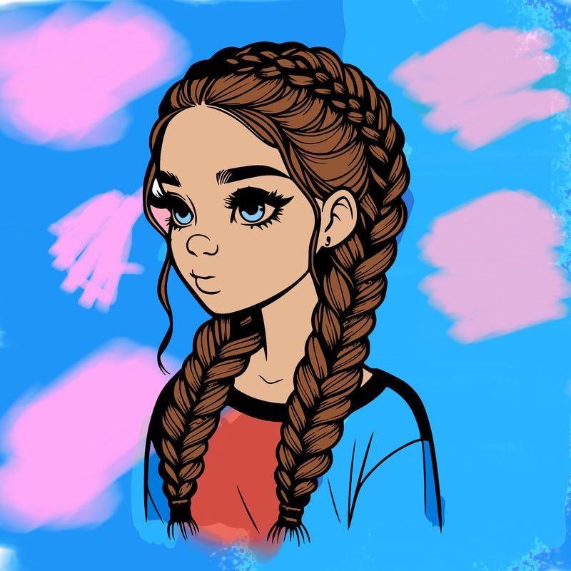 realistic girl with braids