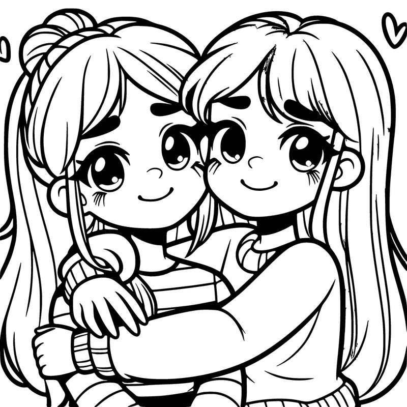 two girl best friends hugging