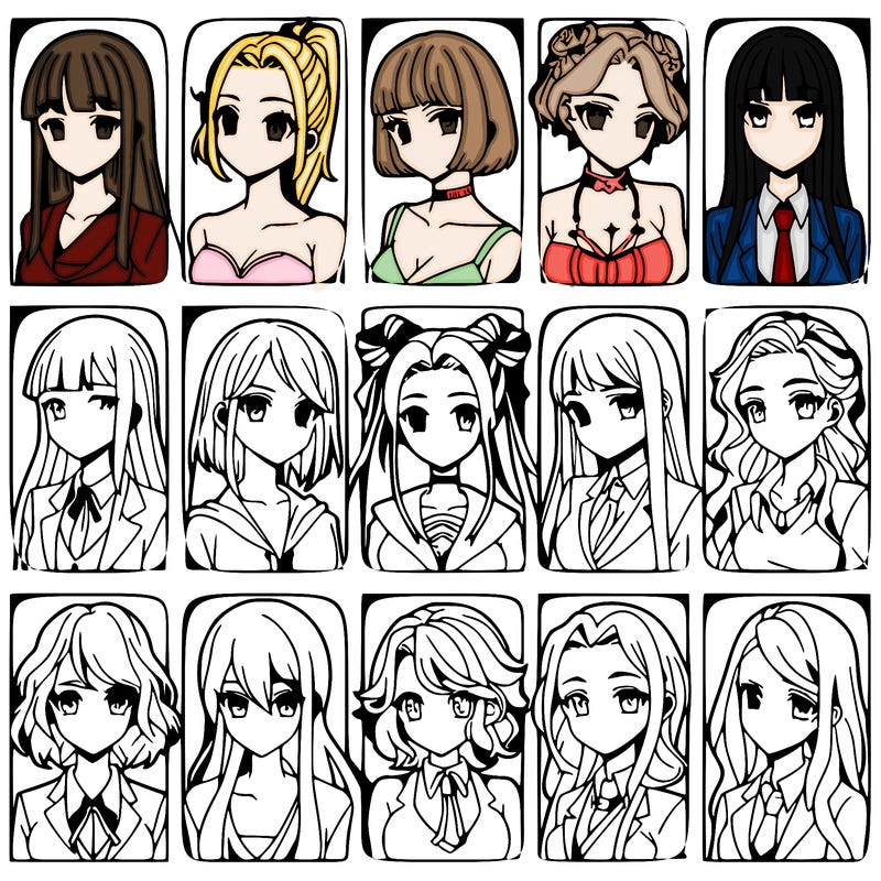 girls that look diffrent anime