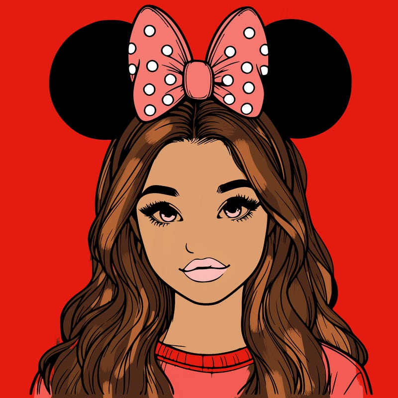 aesthetic realistic girl wearing mickey mouse ears