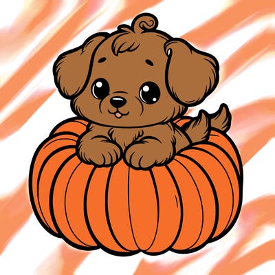 cute little puppy in a pumpkin