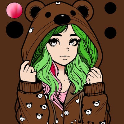 realistic girl in a animal pjs hoodie