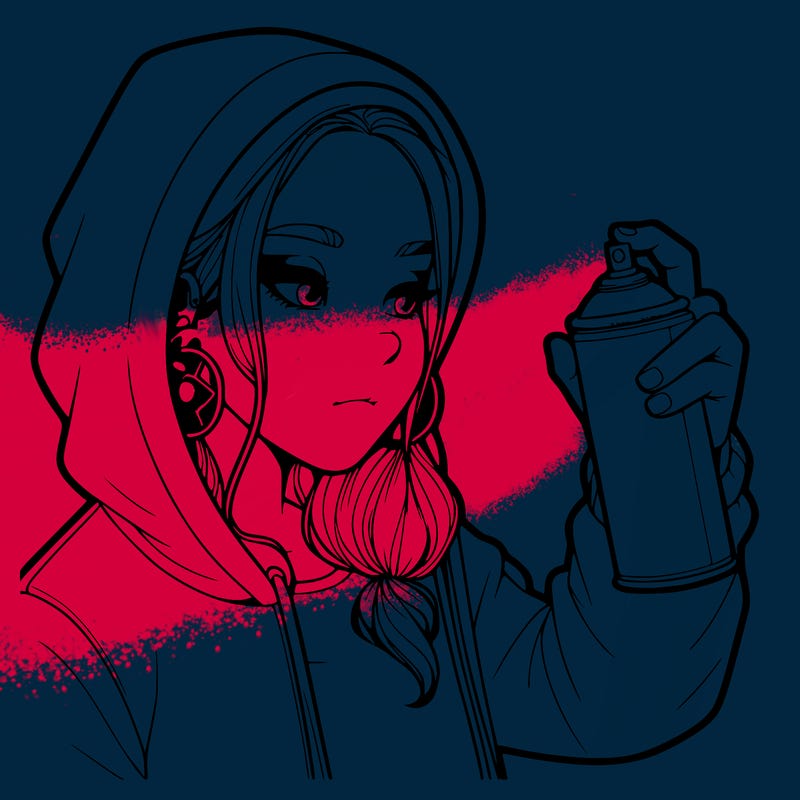 a realistic girl, spray painting