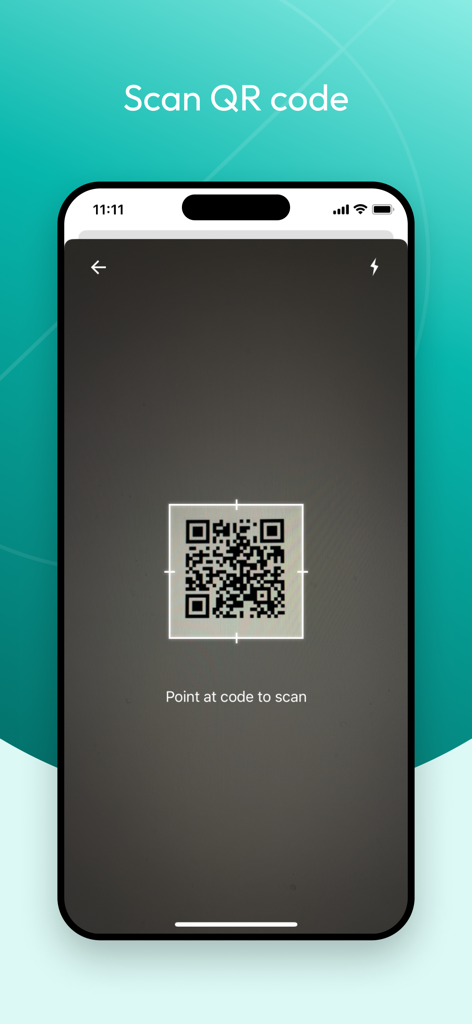 Interface do scanner de código QR do aplicativo Workspace ONE Web em um smartphone