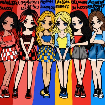 a group of girls realistic