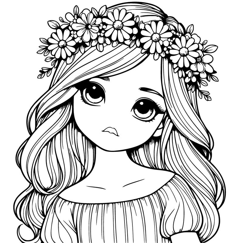 realistic girl with flower crown