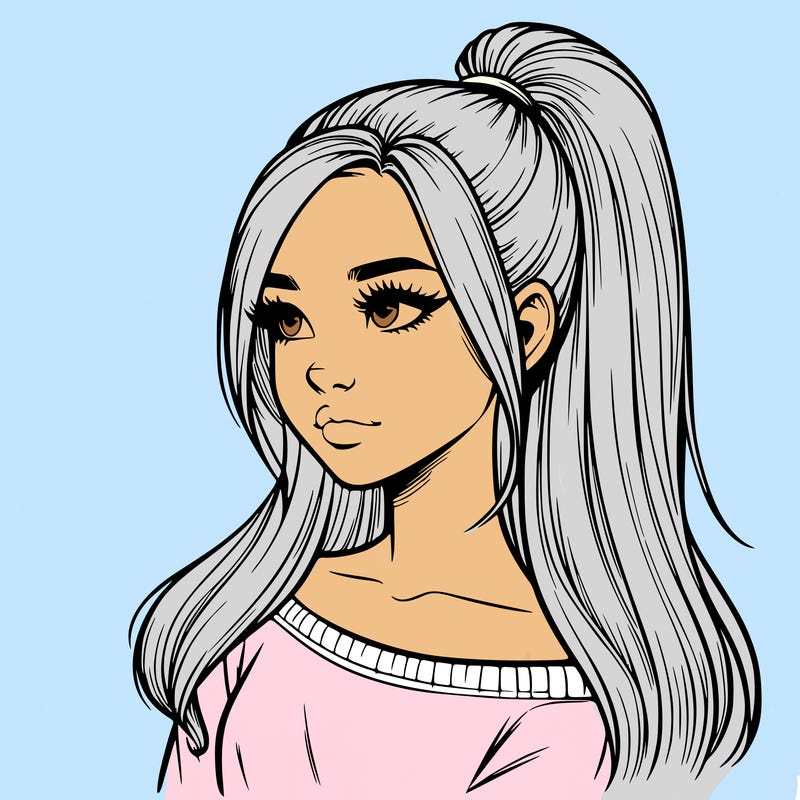 realistic girl with a high ponytail