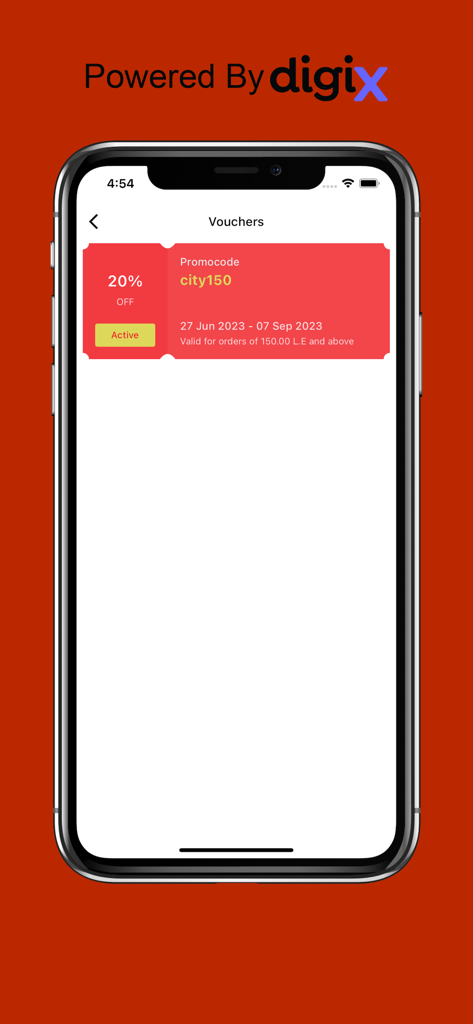 City Crepe - City Crepe 앱 바우처 화면으로 20% 할인 프로모션 코드 표시