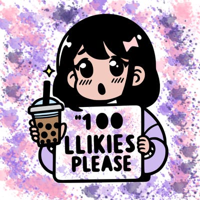 girl holding boba while saying 100 likes please