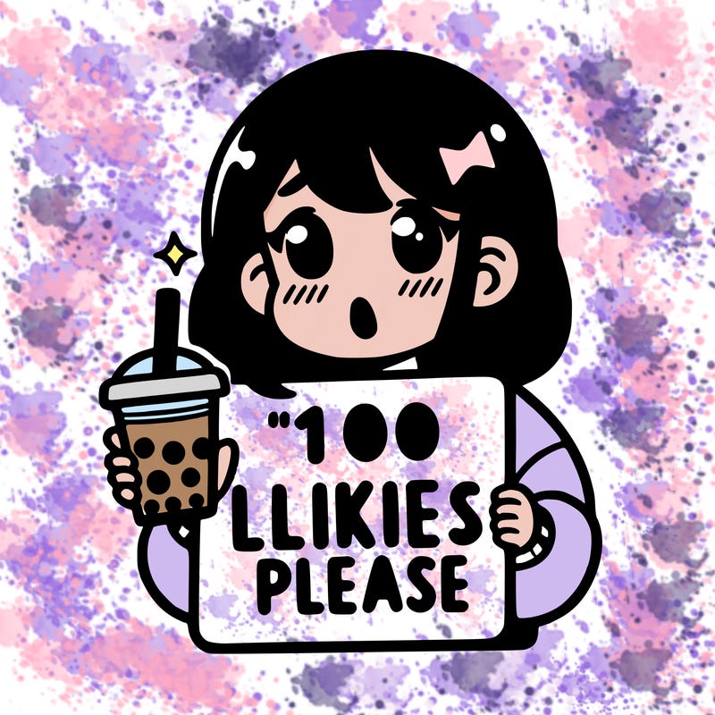 girl holding boba while saying 100 likes please