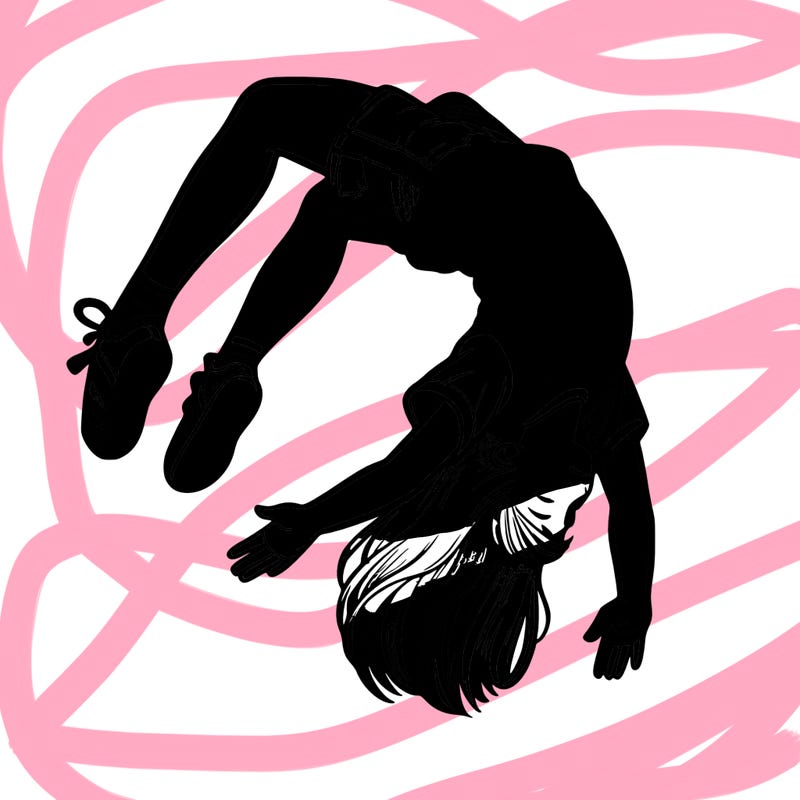 realistic girl doing a backflip