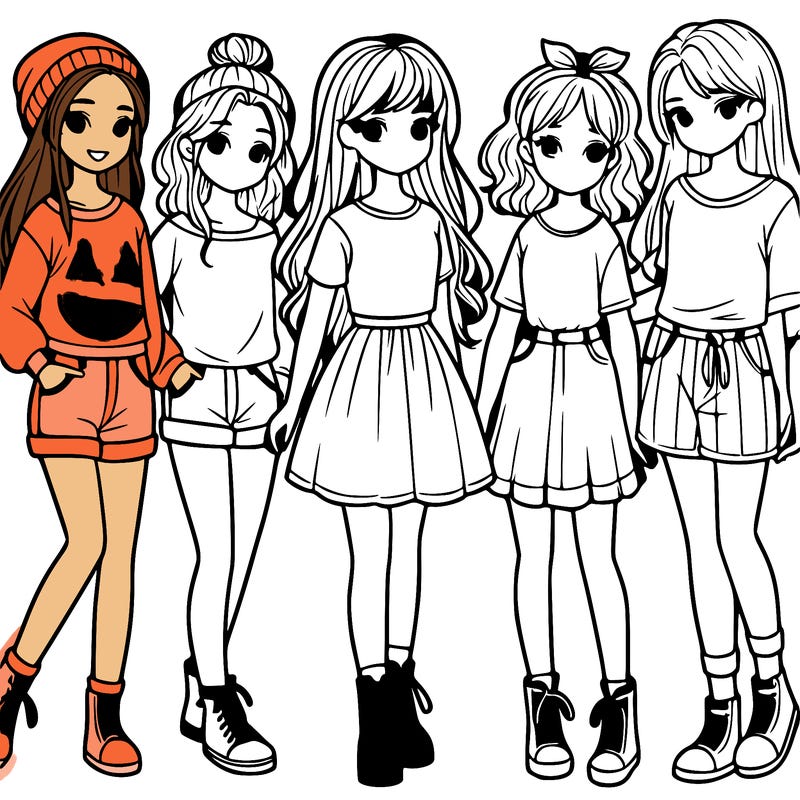 a group of five girls