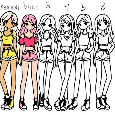 a group of girls wearing crop tops and shorts