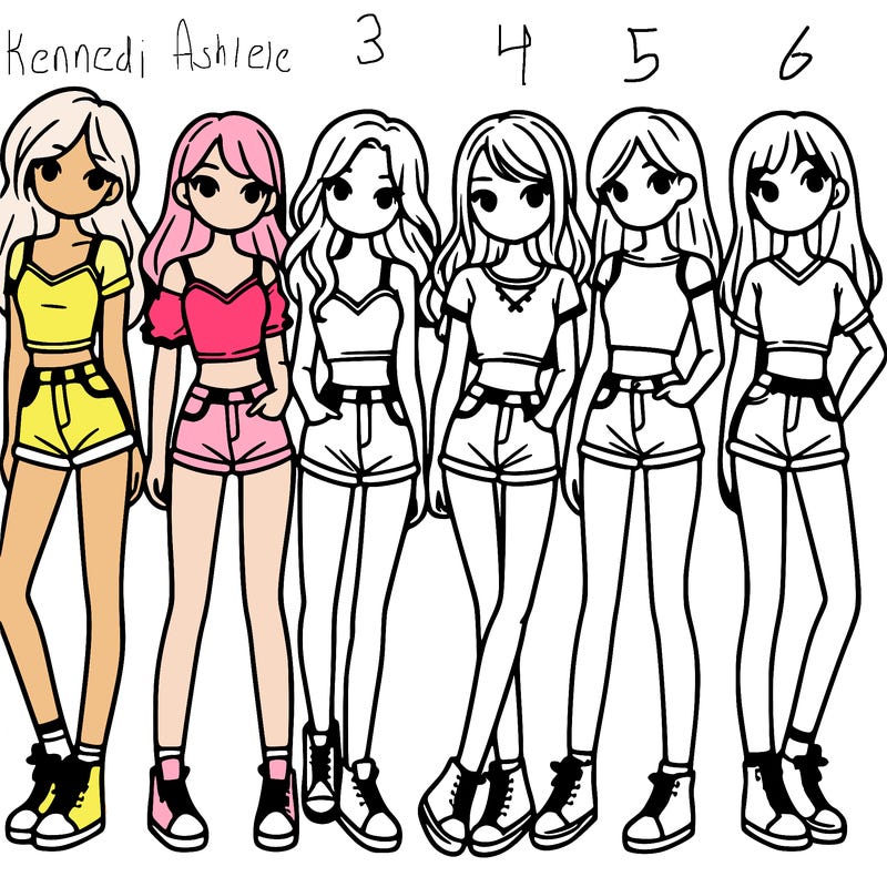 a group of girls wearing crop tops and shorts