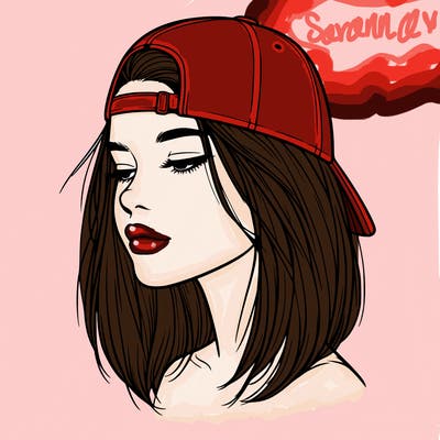 realistic  girl with a backwards hat